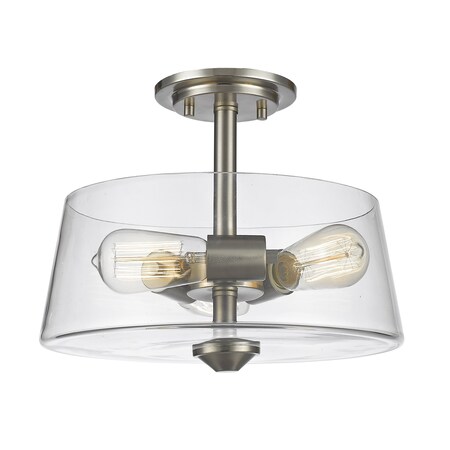 Z-Lite Annora 3 Light Semi Flush Mount, Brushed Nickel & Clear 428SF3-BN